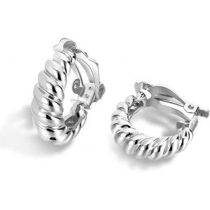 Gold Tone Clip On Earrings - Elegant Hoop Earrings With Comfortable Clasp For Women - Neuf