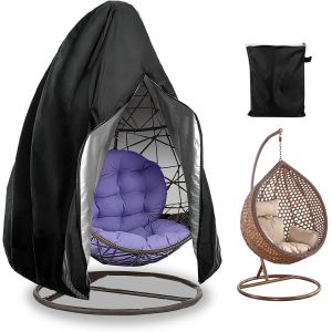 Couverture de Chaise - Housse de Chaise Suspendue de Patio 190 x 115 cm, Housse de Protection pour Oeufs Chaise, Imperm&eacute;able Robuste Housse de Fauteuil Suspendue Tissu Oxford 420D, Noir - Neuf