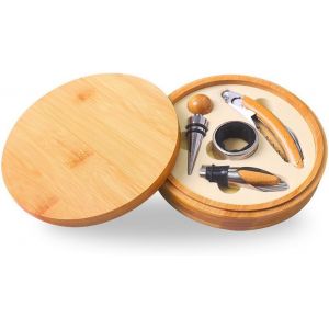 Coffret 4 Pi&egrave;ces Accessoires Vin En Bois &Eacute;l&eacute;gant - Neuf