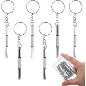 Kal-6 Pcs Tournevis À Lunettes, Mini 3 En 1 Tournevis Lunettes Opticien, Petit Tournevis Montre, Kit De Réparation De Poche Pour Lunettes De Soleil, Montres, Petit Tournevis À Tête Plate Avec Porte-C - Neuf