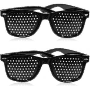 Lot De 2 Lunettes À Sténopé Pour Améliorer La Vue, Noires, Unisexes - Neuf
