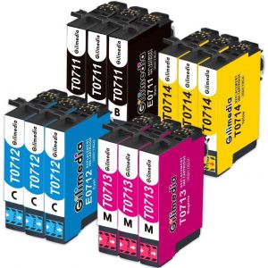ASFASFq-GILIMEDIA T0715 Multipack Cartouche d'encre pour Epson T0711 T0712 T0713 T0714 pour Epson Stylus SX400 SX510W BX610FW SX200 DX4400 SX100 SX218 SX515W DX9400F BX600FW SX415 SX610FW DX8400 (12 - Neuf