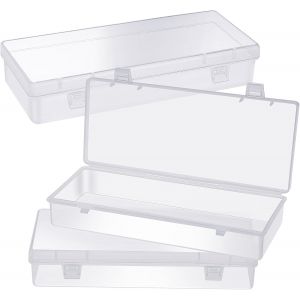 Yemaesre-Lot De 3 Petits Récipients De Rangement Rectangulaires En Plastique Transparent Avec Couvercle À Charnière - Boîtes De Rangement Avec Couvercle - Boîtes De Rangement Pour Perles Et Articles - Neuf