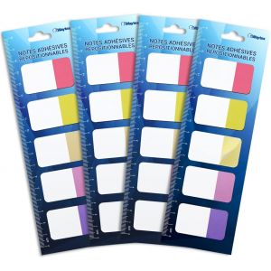 400 Marque-Page Papier Autocollants Grand Format 5 Couleurs 4x 5 Blocs De 20 Feuillets Bicolores 42x25 Mm Adh&eacute;sifs Repositionnables - Neuf