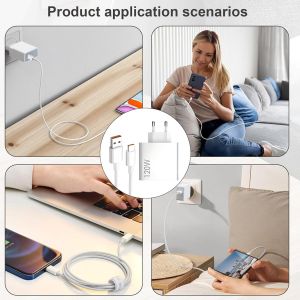 Chargeur 120w Xiaomi,120w Chargeur Redmi Charge Rapide,Chargeur Rapide Et 1.5m 6a Type C Cable Mi Turbo,Pour Xiaomi 14 13 12 12t 12s Pro Lite Redmi Note K60 K50 12 11 Pro Plus - Neuf