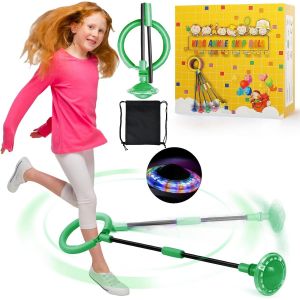 MDY-Anneau de saut clignotant pour enfants - Ballon de saut pliable - Avec roue lumineuse - Violet - Cadeau parfait pour les filles de 6, 7, 8, 9 et 10 ans - Neuf