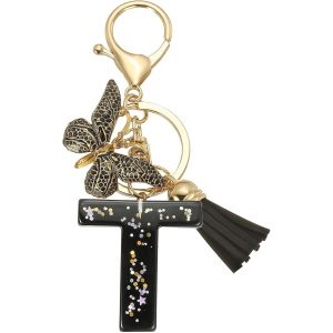 KAL-Porte-Clés Initial Lettre Alphabet, Porte-Clés Personnalisés En Résine Avec Pendentif En Forme De Papillon Avec Glande, Lettre Pour Sac À Main Femme, Accessoires Pour Sacs - Neuf