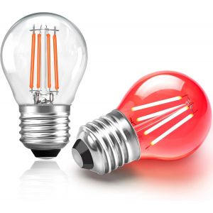 Lot De 2 Ampoule Rouge Led E14 4w, Équivalent Incandescence 40w, Ampoule Ronde G45, 400lm, Ac 230v, 360° Faisceaux, Ampoule Écoénergétique Colorée, Décoration Pour Mariages, Halloween, Noël - Neuf