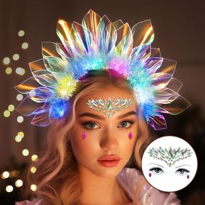 Bandeau Lumineux À Del Avec Couronne Lumineuse Pour Femme Et Fille, Avec Bijoux De Vi Pour Discothèque, Fête, Halloween, Noël[X2325] - Neuf