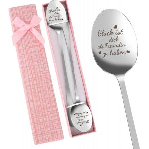 Cadeaux De Noël Pour Femme-Lot De 2 Cuillères Avec Gravure-Cuillère À Café En Acier Inoxydable-Cuillère D'amour Avec Boîte Cadeau-Cadeau De Meilleure Amie-Cuillère De 19 Cm-Cadeau De Noël - Neuf