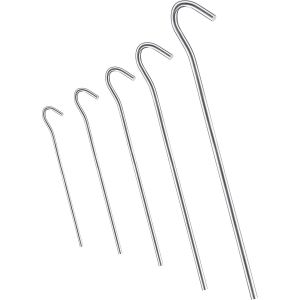 Eryi-Piquets De Tente Avec Profil Rond Ø 5 Mm, Longeur 230 Mm | Ancrages Dans Le Sol Fixation Au Sol | Piquets | Sardines | Ancrage De Sol En Acier Galvanisé Pour La Fixation - Neuf