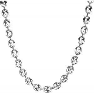 Tianyi-Chaine Maille Grain De Caf&eacute; Homme, 6/7/9/11mm Collier Caf&eacute; Cha&icirc;ne En Acier Inoxydable Argent &Eacute;l&eacute;gant Collier Chaine Pour Homme Gar&ccedil;on, Longueur 46/51/56/61/66cm - Neuf