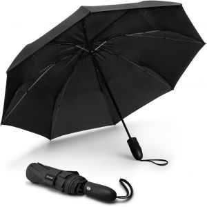 Parapluie De Voyage Coupe-Vent De 117,8 Cm Pour La Pluie &iquest; Ouverture Automatique Facile, Cadre En Fibre De Verre Solide Avec Nervures Coupe-Vent, Double Auvent Ventil&eacute; Imperm&eacute;able, Pliable Et - Neuf