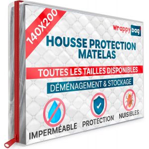 Ulteronixshop-WRAPPYBAG &iquest; Housse de Protection en Plastique pour Matelas &iquest; 5 Tailles Disponibles &iquest; Sac de Rangement Imperm&eacute;able et R&eacute;sistant aux D&eacute;chirures &iquest; D&eacute;m&eacute;nagement, Stockage & Transport - 140x - Neuf