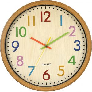 Horloge murale pour enfants,12,5 pouces / 32 cm Horloge murale pour enfants avec mécanisme d'horlogerie silencieux et coloré - Neuf