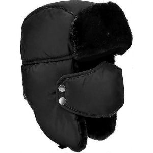 Hiver Commun Hommes Et Femmes Avec Lobe D'oreille Fourrure Artificielle Pilotes Chapeaux De Ski (Noir) - Neuf