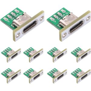 KALANKA-Lot de 10 connecteurs à souder USB C avec carte PCB blanche, adaptateur de carte de dérivation femelle de rechange pour port USB de type C - Neuf