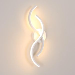 Applique Murale Int&eacute;rieure Led,15w Lampe Murale Led Moderne Cr&eacute;atif Incurv&eacute; Design 1687lm,42cm Luminaire Mural Chambre En Acryliquel Pour Salon Cuisine Escalier,Blanc Chaud 3000k,Blanc - Neuf