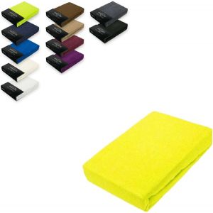 Tianyi-Drap-Housse En Tissu &Eacute;ponge - 140-160 X 200 Cm - 80 % Coton, 20 % Polyester - Certifi&eacute; &Ouml;ko-Tex - Qualit&eacute; De Marque - Hauteur Du Matelas Jusqu'&agrave; 25 Cm - Jaune - Neuf