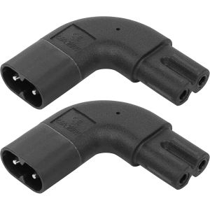 Adaptateur Iec 320 C7 &Agrave; C8 &Agrave; Angle Droit, Adaptateur Secteur 90 Degr&eacute;s, Convertisseur M&acirc;le - Femelle 250V 2.5A Figure 8 (2 Groupes) - Neuf