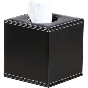 Couverture de boîte de mouchoirs en cuir noir carré porte-serviette pompant étui en papier distributeur,facial élégant - Neuf