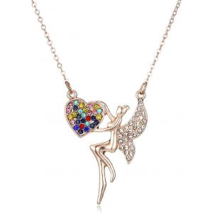 Kales-Collier Ange Gardien Avec Cristal Scintillant-Bijou Amitié Pour Femmes,Enfants Et Adolescents-Cadeau Baptême,Ou Première Communion-Chaîne Avec Pendentif Ange En Argent-1 Pièce - Neuf