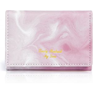 CAUC-Portefeuille Femme, Bifold Court Porte Monnaie Femme, Confortable Doux Cuir Porte Feuille Femme avec Beaucoup de Fentes pour Cartes (Rose) - Neuf