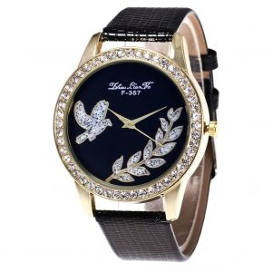 Zhoulianfa Trendy Hommes Femmes Incrustation Strass Cristal Casual Quartz Montre-Bracelet (Noir) - Neuf