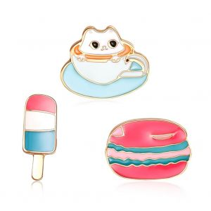 Lot De 3 Jolies Boucles De Sac En Forme De Burger Et De Creme Glacee En Forme De Chat, Accessoire De Decoration - Neuf