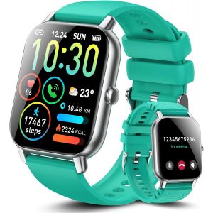 Montre Connectée Femme Homme Avec Appel Bluetooth, 1.85"" Hd Smartwatch, Podometre/Cardiofrequencemetre/Sommeil, 112 Modes Sportifs, 2 Bracelets, Etanche Ip68 Smart Watch Pour Android Ios(Cyan) - Neuf