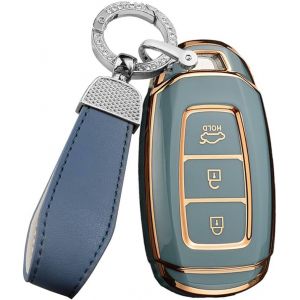 Coque De Cl&eacute; De Voiture En Tpu-Convient Pour Hyundai I30 Ix35 Kona Solaris Azera Grandeur Ig Accent Tm Palisade Santa Fe-Pour T&eacute;l&eacute;commande-Gris R - Neuf