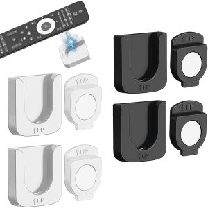 4 Pi&egrave;ces Support Telecommande Mural, Porte Telecommande Mural, Support Magn&eacute;tique pour T&eacute;l&eacute;commande avec Dos Autocollant, Organisateur Multifonctionnel pour T&eacute;l&eacute;commandes et Prises de Charge - Neuf