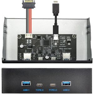 Hub Usb 3.1 Type-A Et Type-C Nfhk 10 Gbit/S, 4 Ports, Panneau Avant Vers Carte M&egrave;re, C&acirc;ble De Connexion Type-E 10 Gbit/S Pour Plateau De Lecteur Cd-Rom 5,25""[Z1962] - Neuf