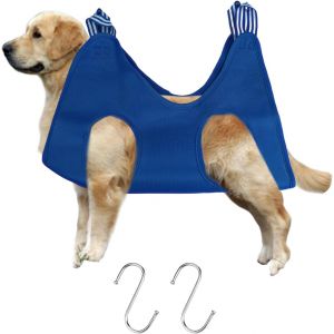 Jgd-Hamac De Toilettage Pour Chien - Respirant - Avec 2 Crochets En S - Harnais Serpent Pour Chien - Pour Couper Les Ongles - Pour Chats Et Chiens De Petite Et Moyenne Taille - Bleu - Taille M - Neuf