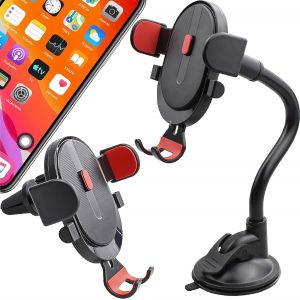 LORANKA-Support T&eacute;l&eacute;phone Voiture, Ventouse Qualit&eacute; Militaire & Clip Stable, Rotatif &agrave; 360&deg; pour Tableau, Compatible avec Tous Les Smartphone, pour Tous Les Smartphones Android Huawei Xiaomi LG Samsu - Neuf