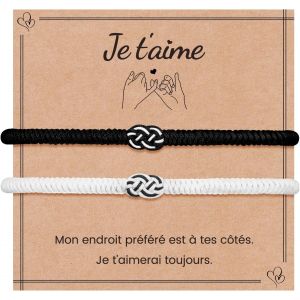 Eryi-Bracelet Couple Amoureux Pour 2 Cadeau Couple Saint Valentin Anniversaire Lui Elle Porte Cadeau Amoureux Pour Femmes Hommes Amour Petit Ami Amie Fiançailles Noël - Neuf
