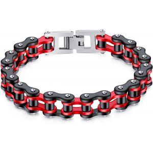 Eryi-Homme Bracelet En Acier Inoxydable Bicolore Moto Chaîne Noir 22cm B300 - Neuf