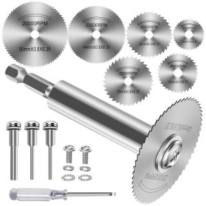 7 Pièces Disques de Coupe pour Perceuse, HSS Lames de Perceuse à Disque avec (60mm) tige Hexagonale 1/4"", Mini Lames de Scie Circulaire pour Bois, Plastique et Métal - Neuf