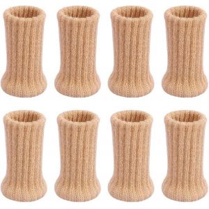 Lot De 8 Chaise Chaussettes Antid&eacute;rapantes Chaussettes De Meubles En Tricot Chaussette Chaise Chaussettes De Chaise &Eacute;lastiques Pour Table, Canap&eacute;, &Eacute;vite Les Rayures Et Le Bruit (Beige) - Neuf