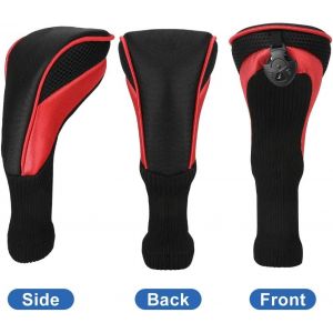 Lot De 3 Couvre-T&ecirc;tes De Golf Rouges Pour Bois De Parcours, Hybrides, Driver, Manche Long En Maille, Interchangeables - Neuf