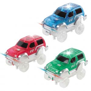 Ensemble de 3 voitures jouets magn&eacute;tiques - Trucks LED STEM compatibles avec les pistes de course (3 ans et +) - Neuf
