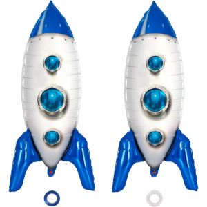 Ballon Fus&eacute;e Enfant 2 Pi&egrave;ces Ballons En Aluminium Bleu Espace Th&egrave;me Ballons Ballon Astronaute Fus&eacute;e Kit Anniversaire Espace Pour Decoration Anniversaire Garcon - Neuf
