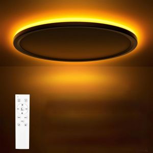 KAL-Plafonnier Led 24W, Luminaire Plafonnier 3000K-6500K, 1800K Dimmable Lampe Veilleuse, Led Plafond Avec Télécommande Pour Chambres, Salon, Salle De Bain, Cuisine - Neuf