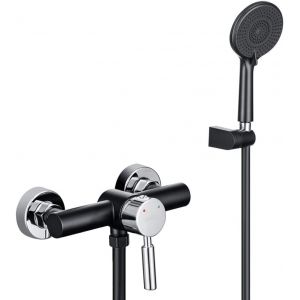 VIOU-Colonne De Douche Mécanique Noir,Robinet De Bains Avec Douchette 3 Jets Modes,Ensemble De Douche Température Réglable,Mitigeur Douche Mécanique - Neuf