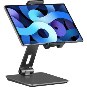 Meimie-Support Tablette Réglable Et Pliable,Porte Tablette Bureau Aluminium Lourd Pivotant À 360°,Compatible Avec Ipad Pro/Air/Mini,Samsung Tab,Surface Pro,Kindle Fire(7-13"")(Gris Foncé) - Neuf