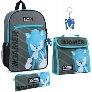 KALANKA-Sac à Dos Enfant, Cartable Garcon Primaire CP Sac à Dos 37 cm avec Accessoires Lunch Box Enfant, Trousse, Porte Clef, Idée Cadeau Rentrée Scolaire Ensemble 4 Pièces - Neuf