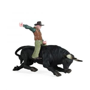 Mod&egrave;le PVC Animal Toys Rodeo Bull avec cavalier Jouet en plastique statique de collection pour enfants - Neuf