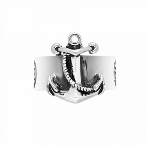 Bague Jonc Homme Ancre Marine Argent - Neuf