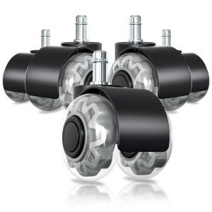 5 roulettes pour chaise de bureau avec rotation &agrave; 360 degr&eacute;s, anti-rayures, silencieuses et faciles &agrave; installer. - Neuf