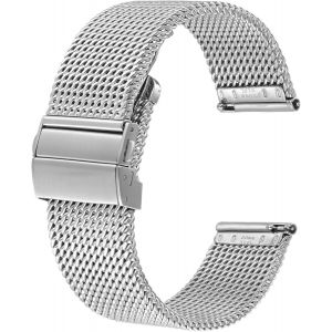 Kal-Bracelets De Montre En Métal, Boucle Déployante, Bracelets En Maille D'acier Inoxydable 316l, Bracelet De Remplacement À Dégagement Rapide Pour Hommes Et Femmes, 18mm 20mm 22mm - Neuf